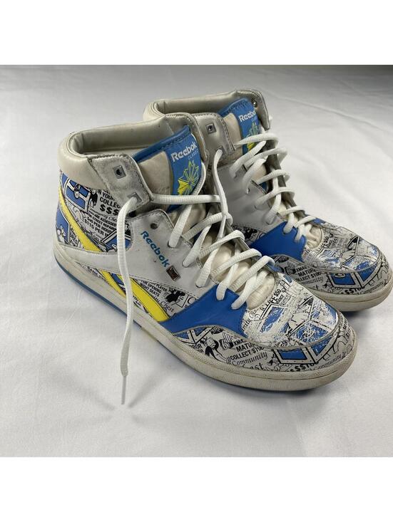 Reebok Shoes - Reebok Monopoly Sneakers Women's 9 High Top Shoes Blue Yellow RARE  Limited Ed